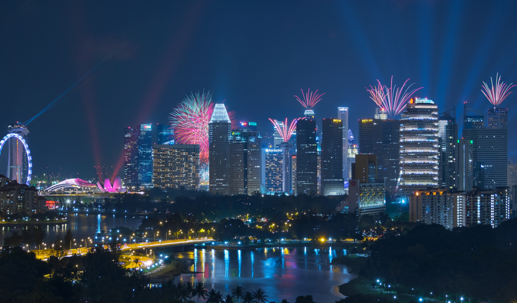 Sfondi Singapore Fireworks 1024x600