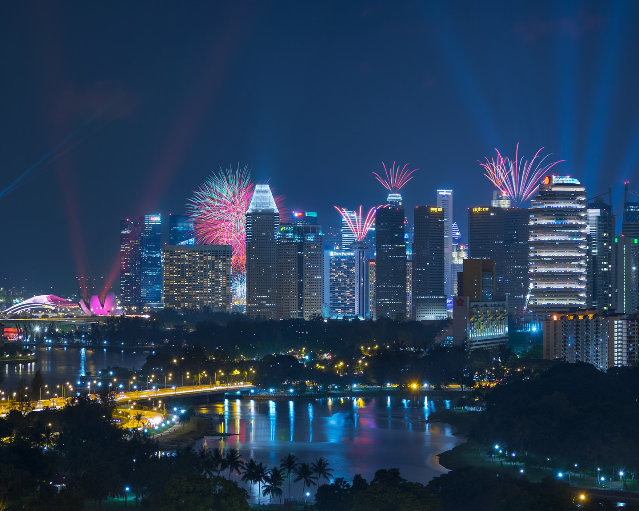Das Singapore Fireworks Wallpaper 1280x1024