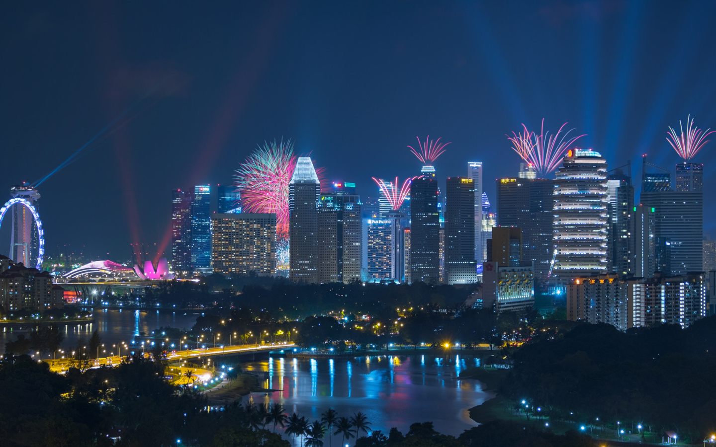 Обои Singapore Fireworks 1440x900