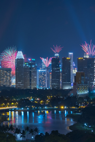 Das Singapore Fireworks Wallpaper 320x480