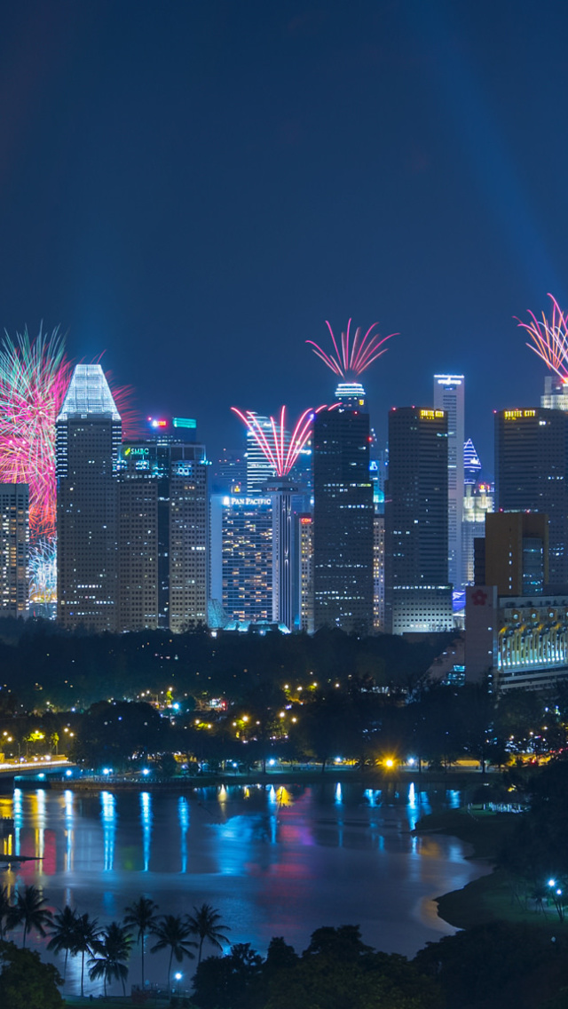 Das Singapore Fireworks Wallpaper 640x1136
