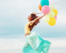 Das Girl With Colorful Balloons Wallpaper 220x176
