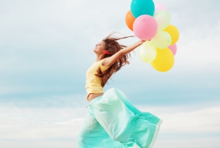 Girl With Colorful Balloons - Obrázkek zdarma pro Samsung Galaxy Tab 4G LTE