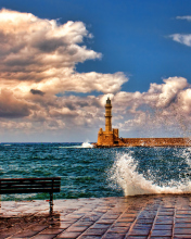 Sfondi Lighthouse In Greece 176x220
