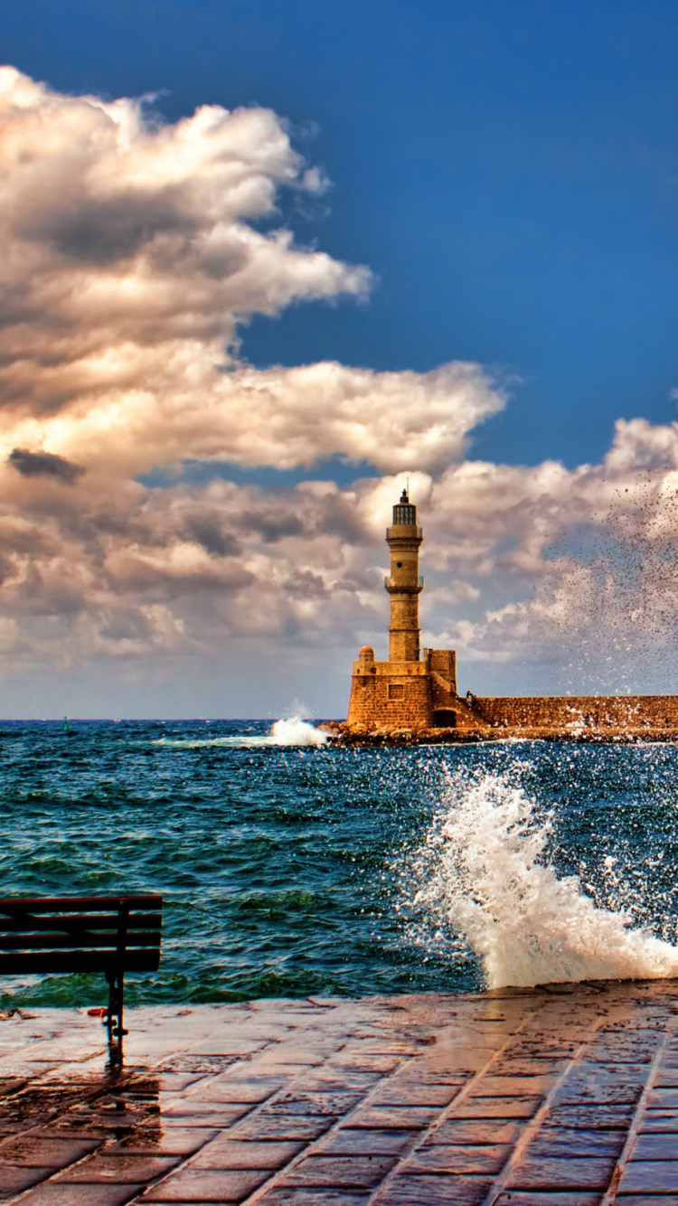Das Lighthouse In Greece Wallpaper 750x1334