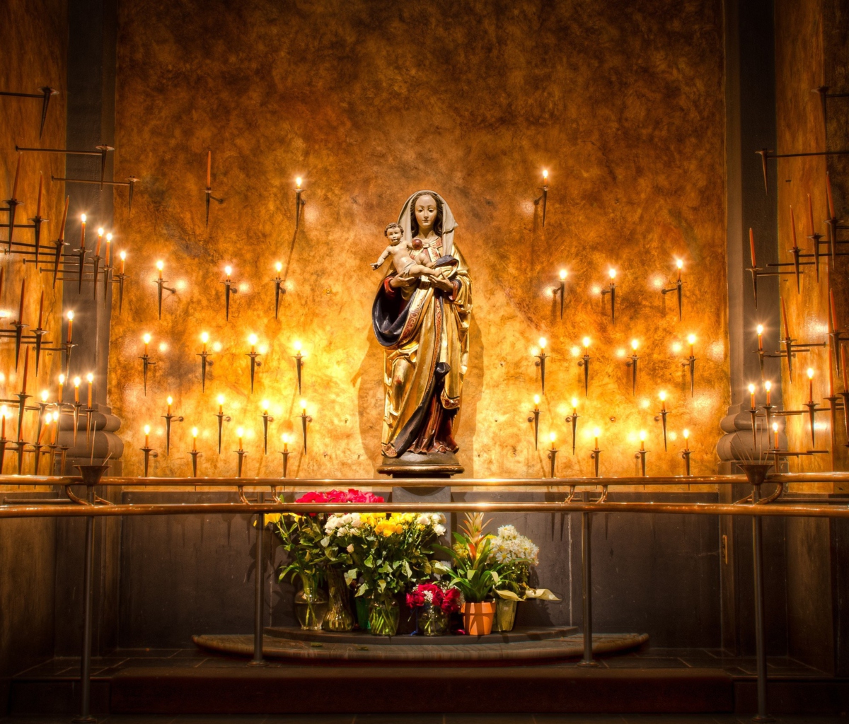 Candles And Flowers In Church wallpaper 1200x1024