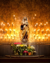 Candles And Flowers In Church wallpaper 176x220
