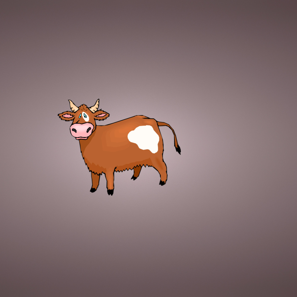 Das Funny Cow Illustration Wallpaper 1024x1024