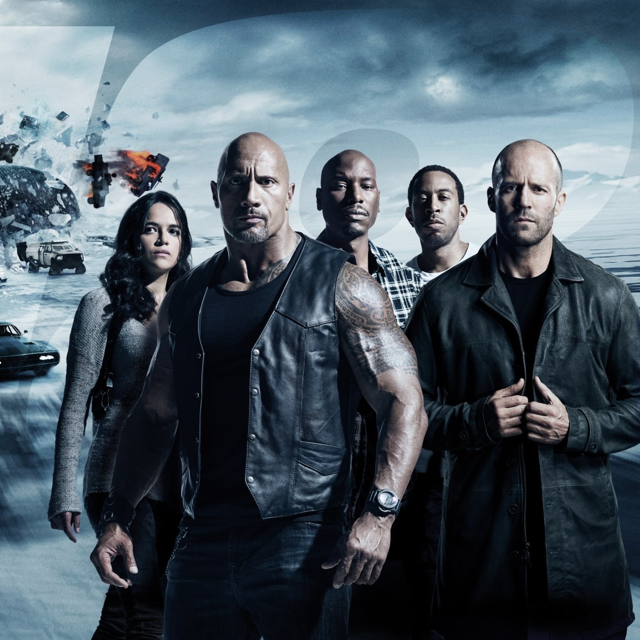 Fondo de pantalla The Fate of the Furious with Vin Diesel, Dwayne Johnson, Charlize Theron 2048x2048