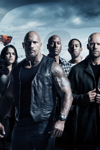 Обои The Fate of the Furious with Vin Diesel, Dwayne Johnson, Charlize Theron 320x480