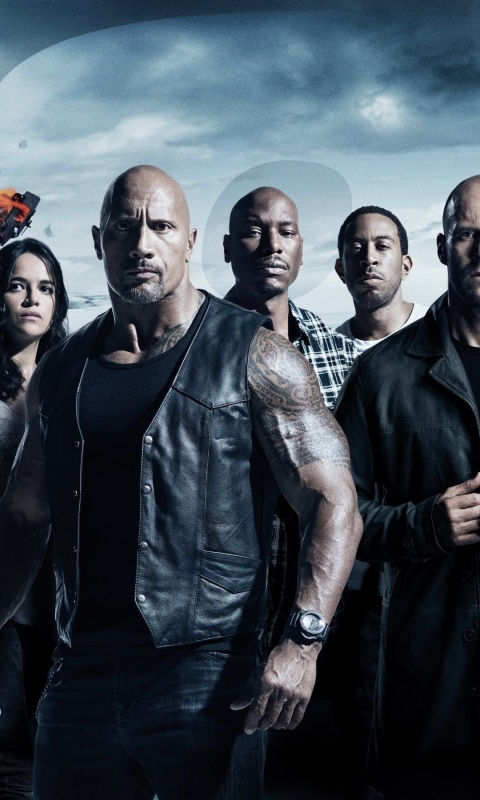 The Fate of the Furious with Vin Diesel, Dwayne Johnson, Charlize Theron wallpaper 480x800