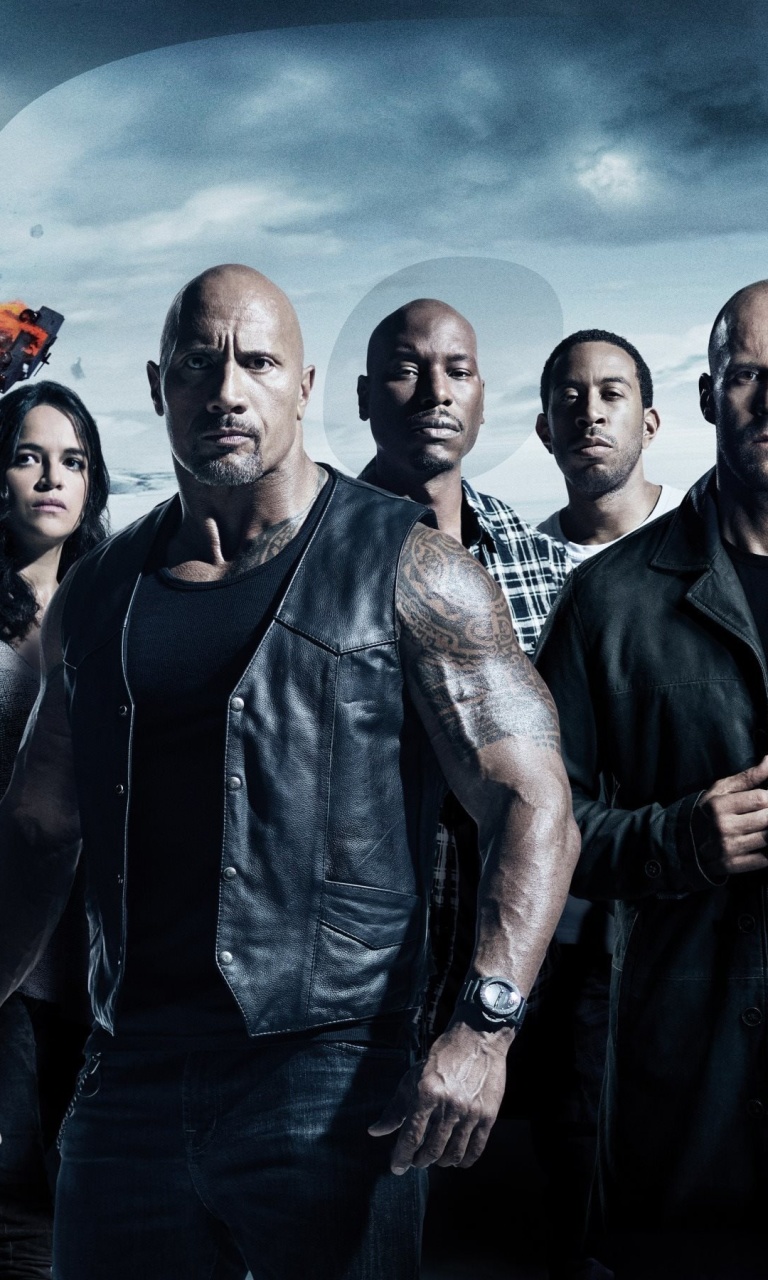 Fondo de pantalla The Fate of the Furious with Vin Diesel, Dwayne Johnson, Charlize Theron 768x1280