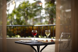 Free Lunch With Wine On Terrace Picture for Android, iPhone and iPad