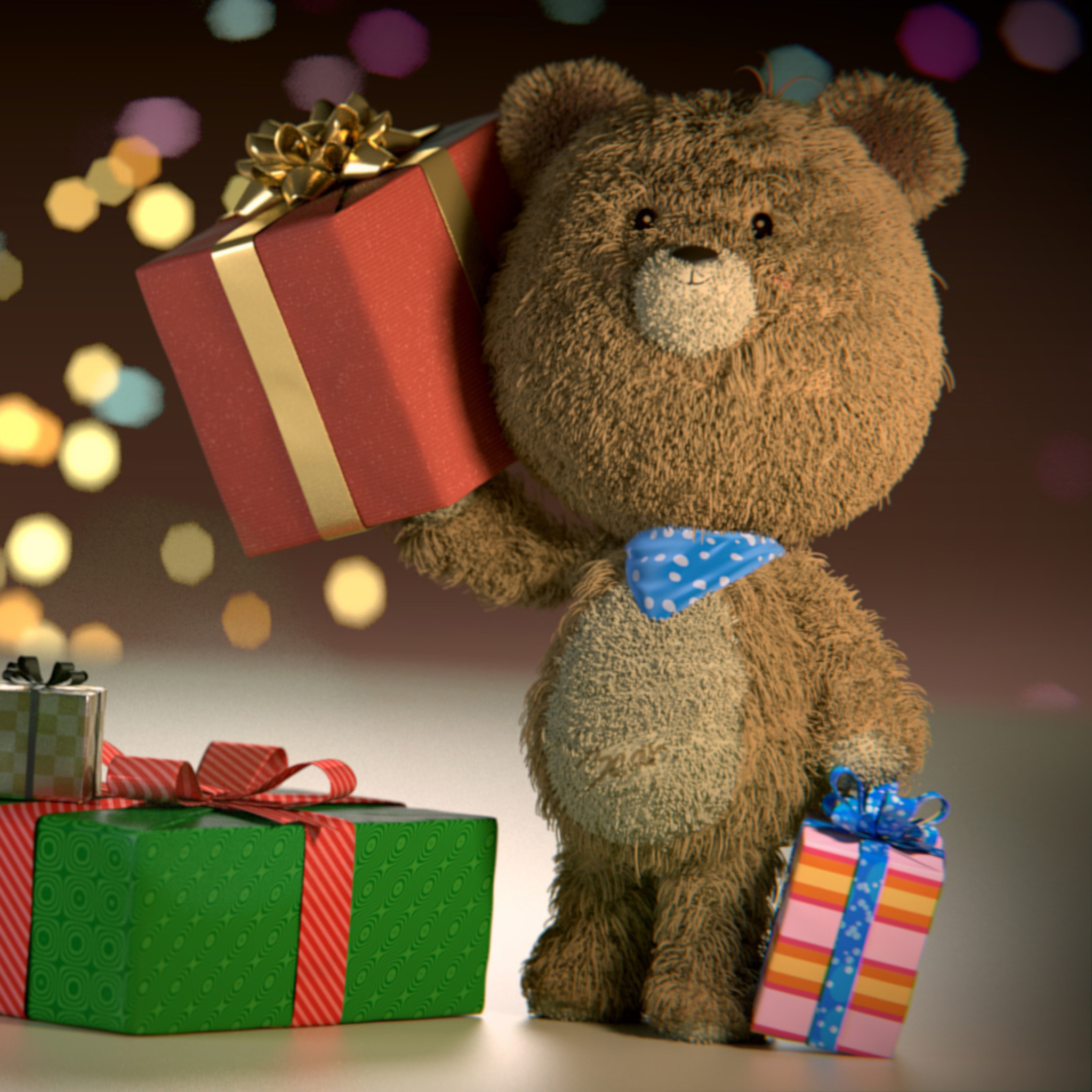 Sfondi Teddy Bear With Gifts 2048x2048