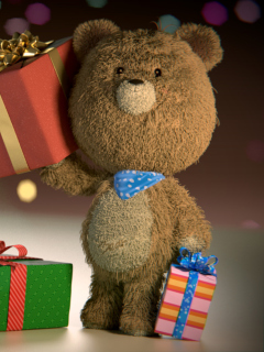 Fondo de pantalla Teddy Bear With Gifts 240x320