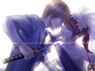 Fondo de pantalla Gintama, Kagura, Okita Sougo 320x240