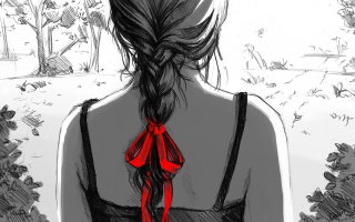 Sketch Of Girl With Braid Background for Android, iPhone and iPad
