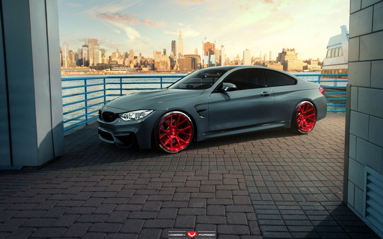 BMW M4 Red Wheels wallpaper 1280x800