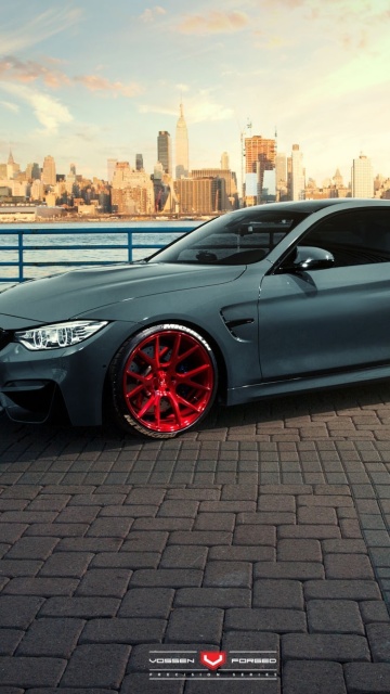 Обои BMW M4 Red Wheels 360x640