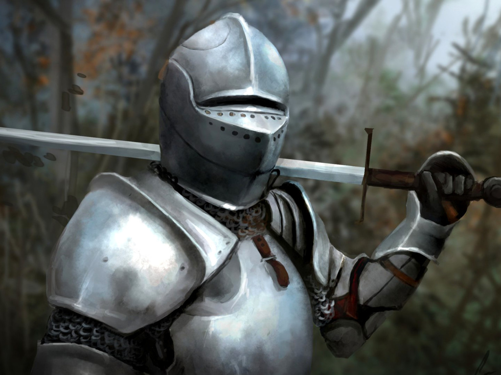 Medieval knight in armor wallpaper 1024x768