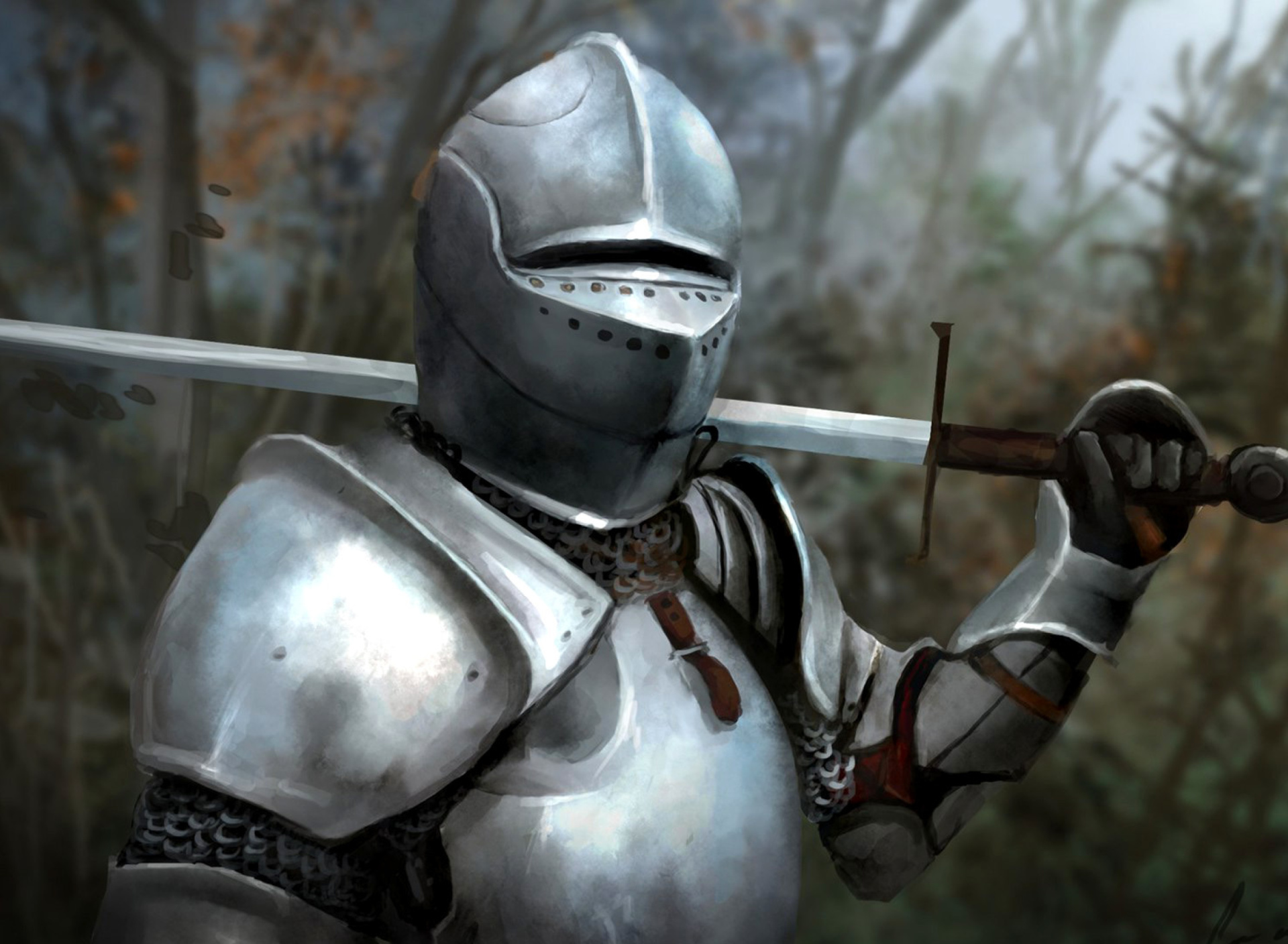 Обои Medieval knight in armor 1920x1408