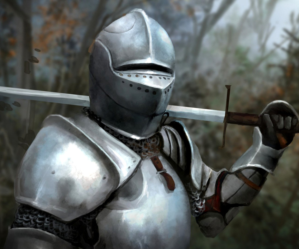 Das Medieval knight in armor Wallpaper 960x800