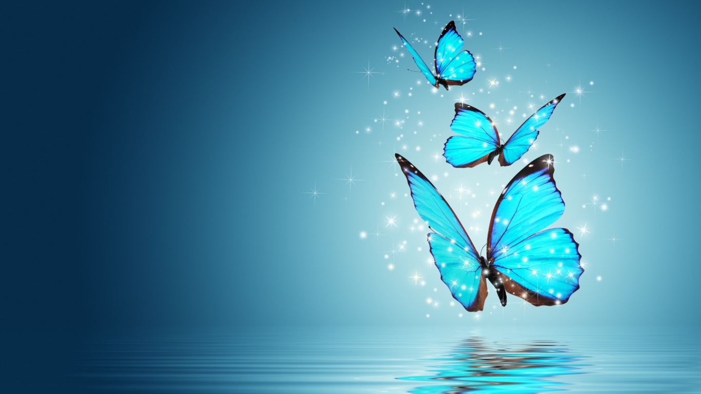 Das Glistening Magic Butterflies Wallpaper 1366x768