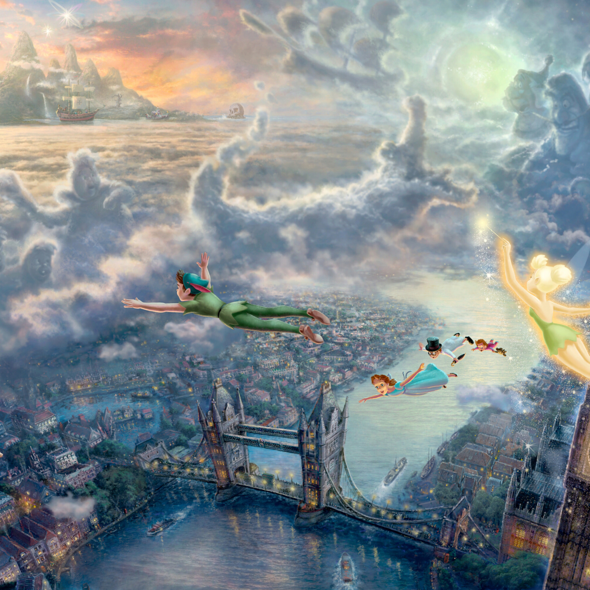 Thomas Kinkade, Tinkerbell And Peter Pan wallpaper 2048x2048