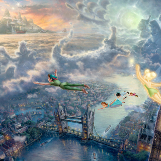 Kostenloses Thomas Kinkade, Tinkerbell And Peter Pan Wallpaper für 2048x2048