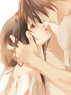 Anime Couple Sweet Love Kiss wallpaper 240x320