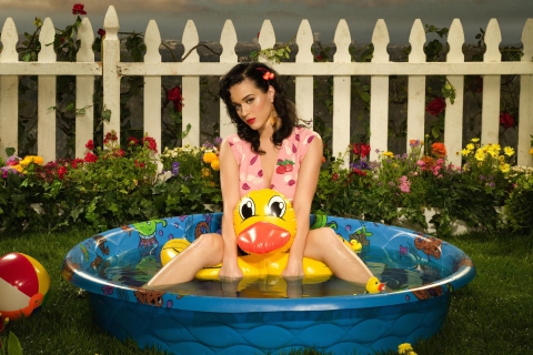 Обои Katy Perry And Yellow Duck 480x320