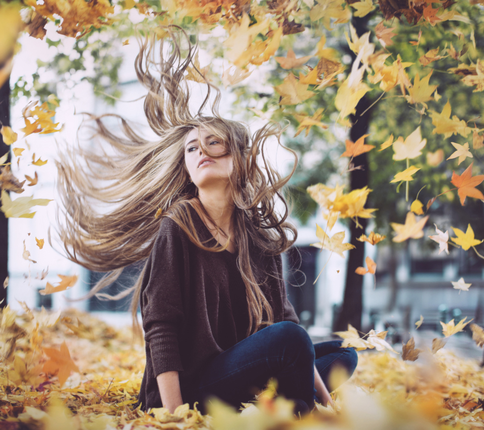Das Autumn Girl Wallpaper 960x854