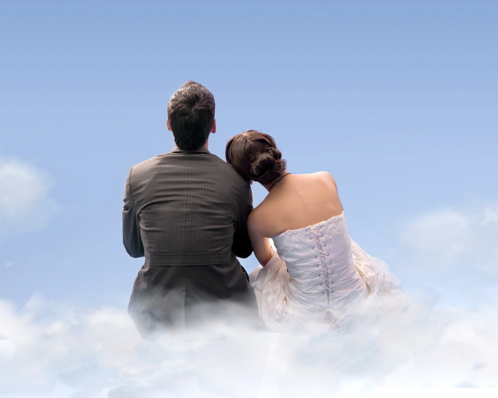 Couple Sitting On Clouds wallpaper 1600x1280