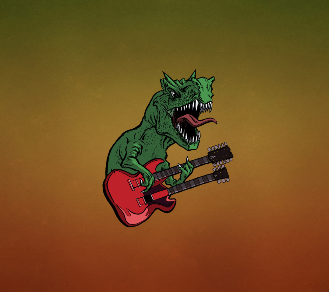 Das Dinosaur And Guitar Illustration Wallpaper 1080x960