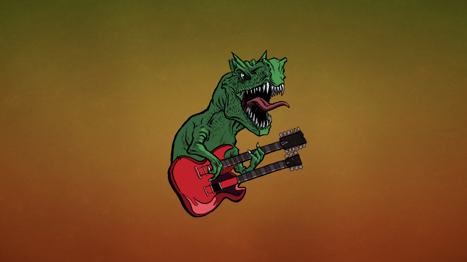 Das Dinosaur And Guitar Illustration Wallpaper 1600x900