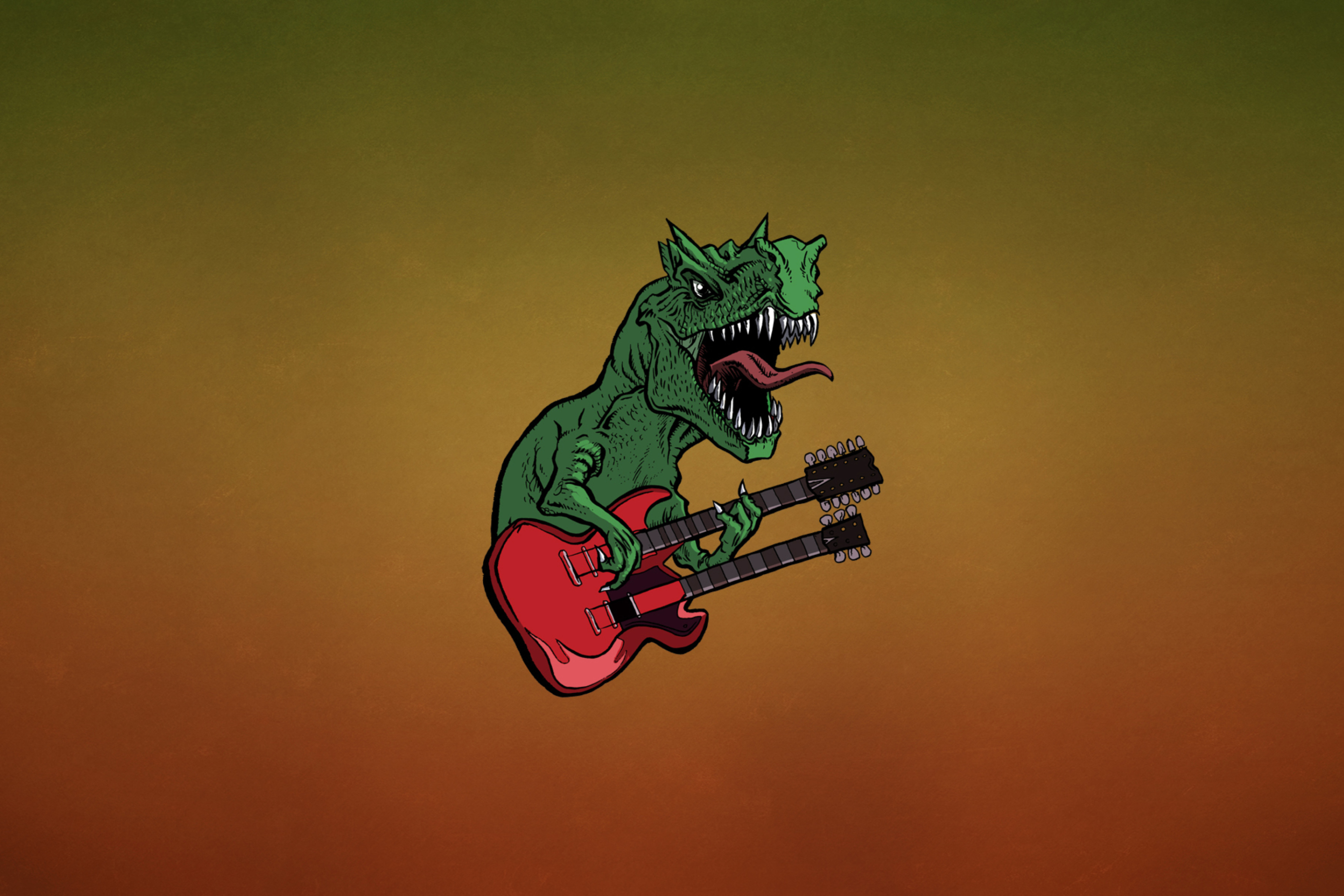 Das Dinosaur And Guitar Illustration Wallpaper 2880x1920