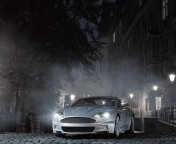 Обои White Aston Martin At Night 176x144