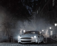 White Aston Martin At Night screenshot #1 220x176