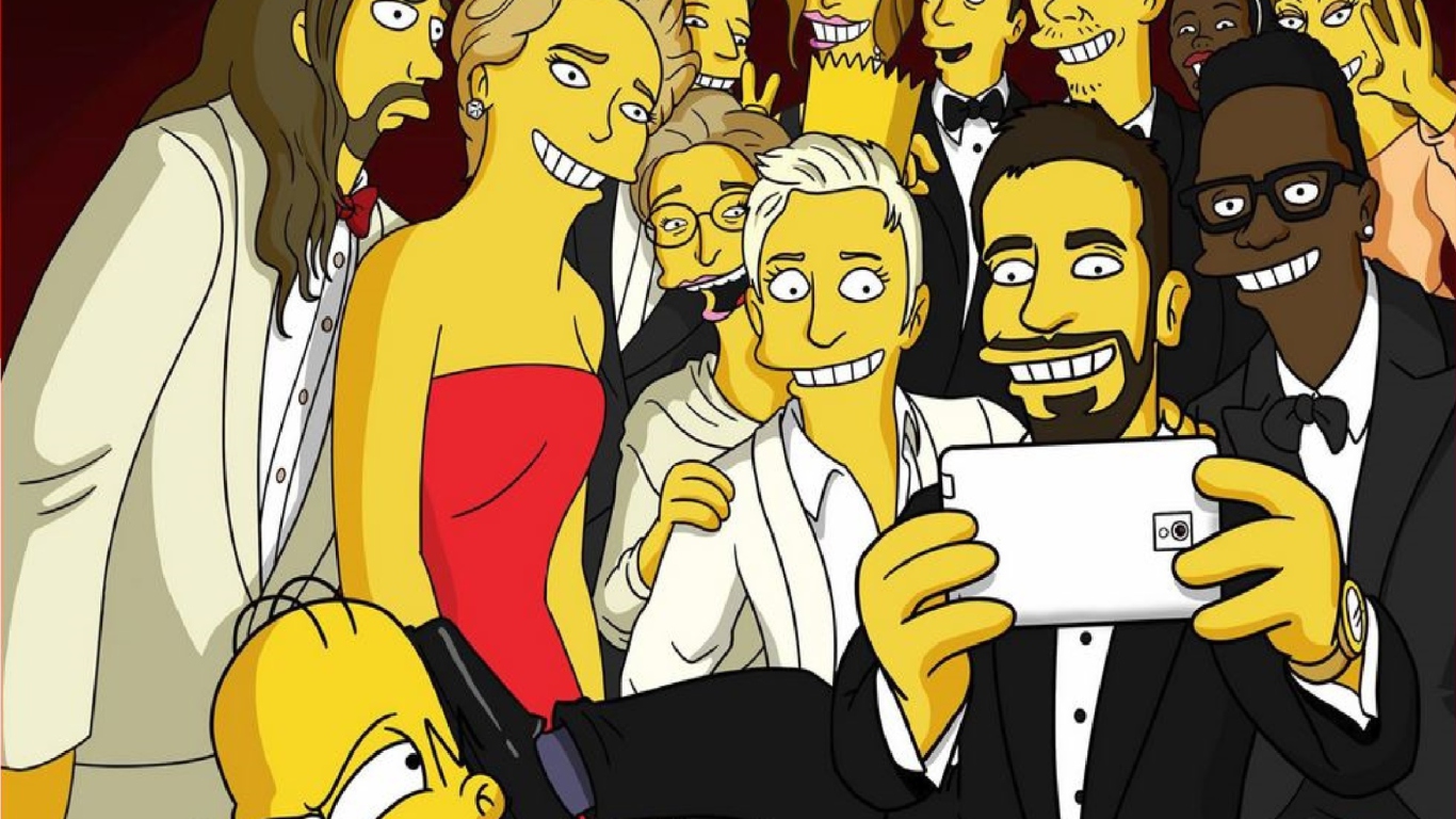 Sfondi Simpsons Oscar Selfie 1366x768