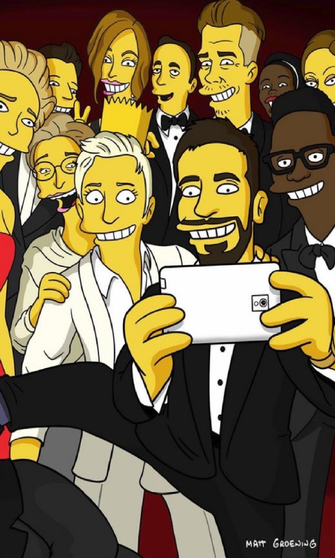 Fondo de pantalla Simpsons Oscar Selfie 480x800