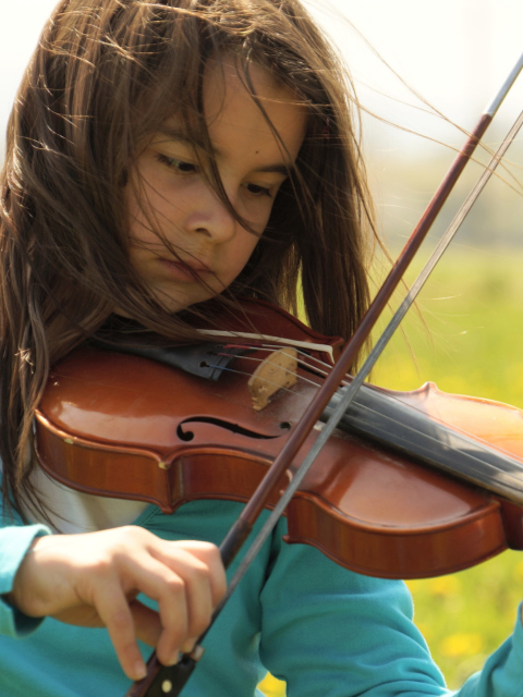 Fondo de pantalla Girl Playing Violin 480x640
