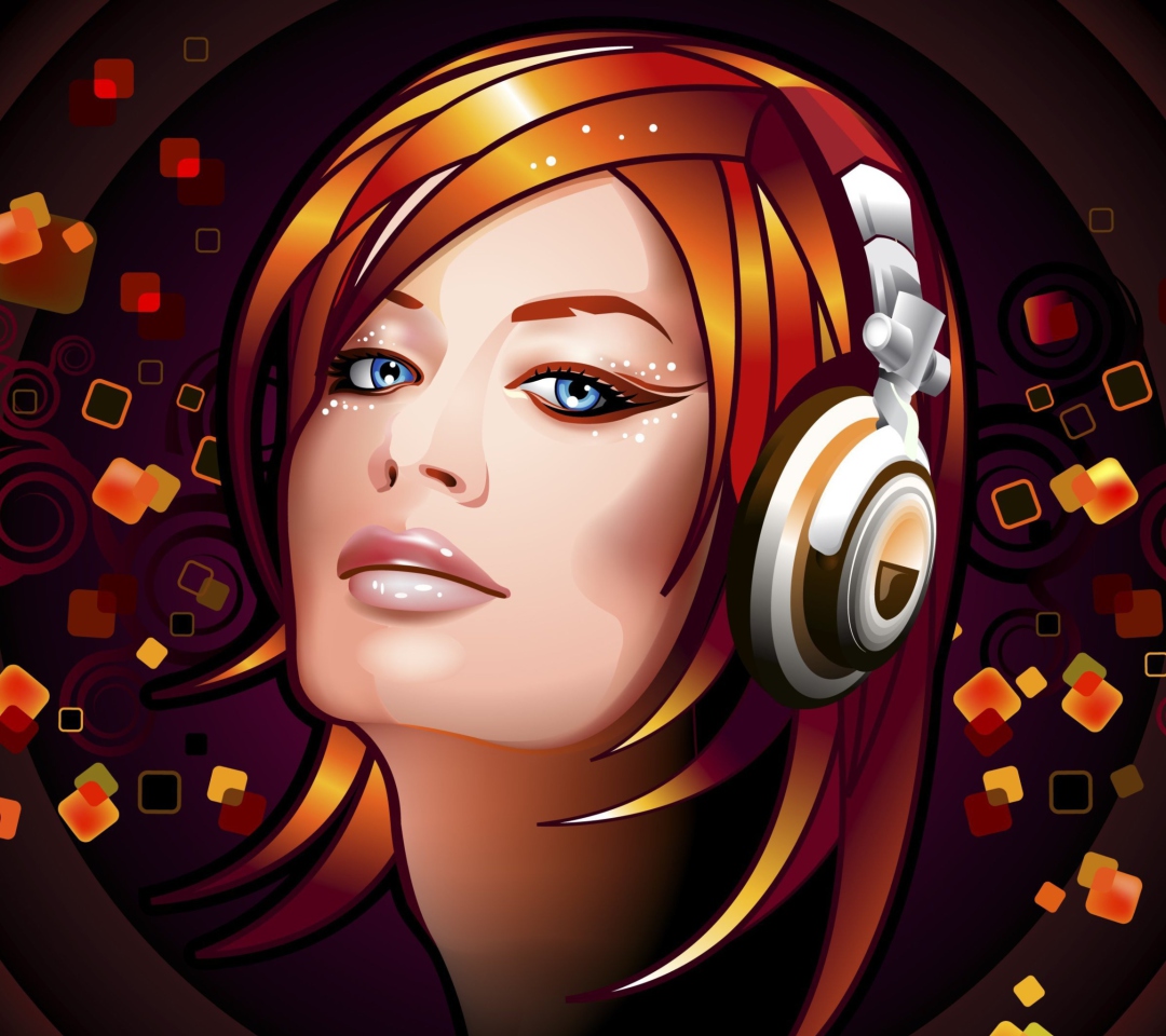Das Headphones Girl Illustration Wallpaper 1080x960