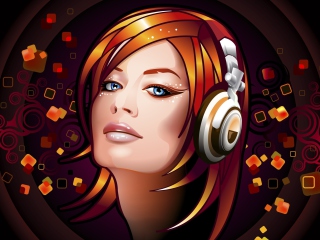 Das Headphones Girl Illustration Wallpaper 320x240