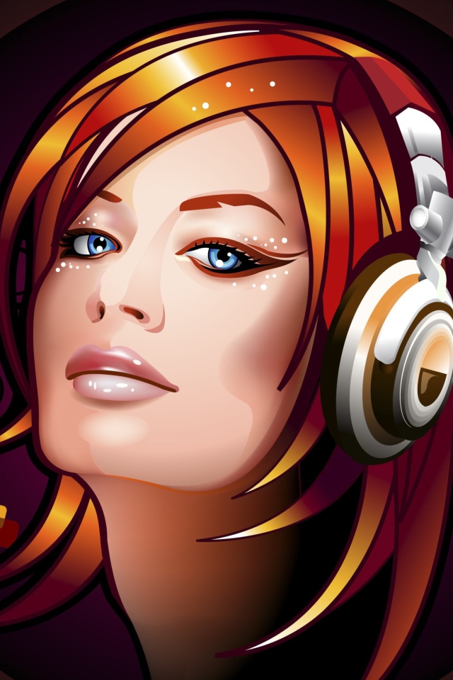 Headphones Girl Illustration wallpaper 640x960