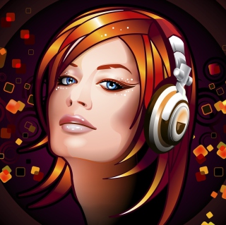 Kostenloses Headphones Girl Illustration Wallpaper für 1024x1024