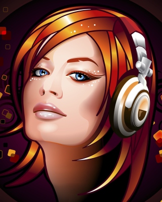 Kostenloses Headphones Girl Illustration Wallpaper für Nokia Asha 300