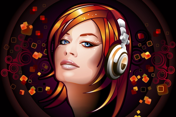 Headphones Girl Illustration screenshot #1
