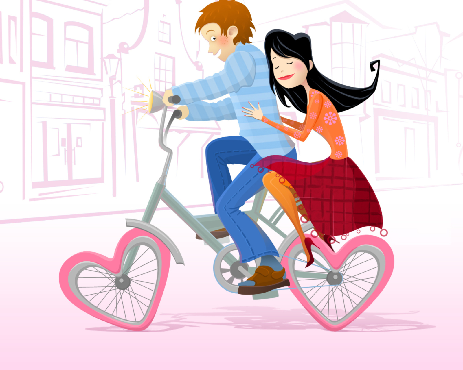 Das Couple On A Bicycle Wallpaper 1600x1280