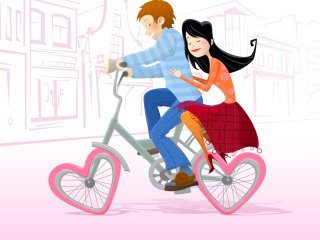 Das Couple On A Bicycle Wallpaper 320x240