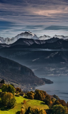 Das Swiss Alps Panorama Wallpaper 240x400